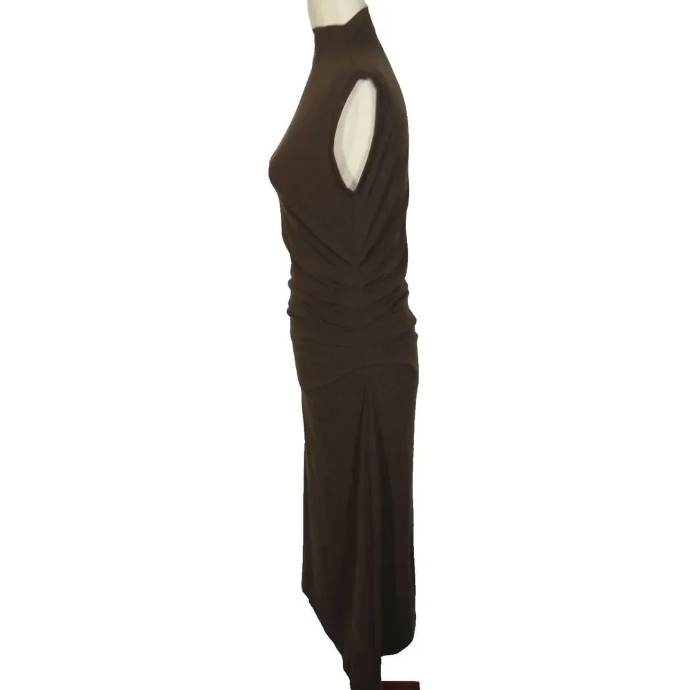 New With Tag OGL Chocolate Brown Sleeveless Midi Dress - Picture 10 of 14
